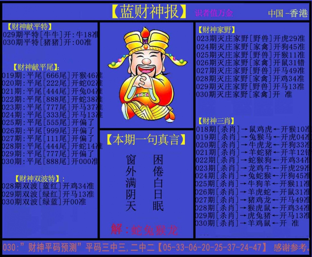 030期蓝财神[图]